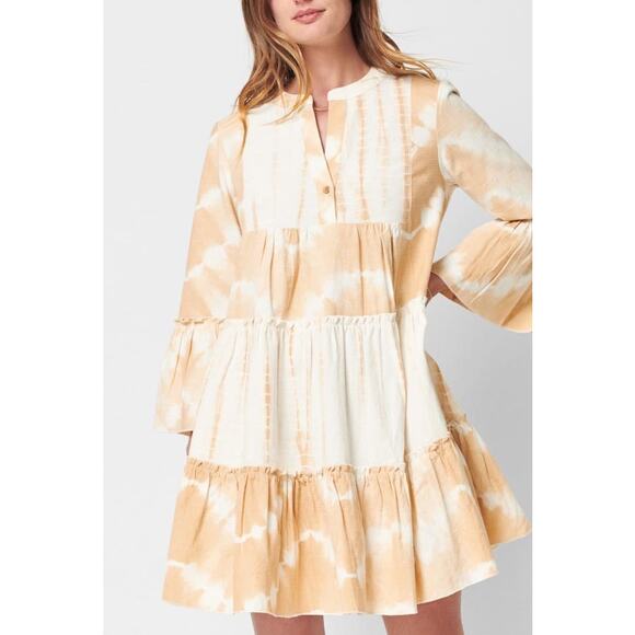 FAHERTY Vida Tie Dye Tiered Dress Maple Sugar Size Large EUC Organic Cotton $278 - Picture 8 of 10